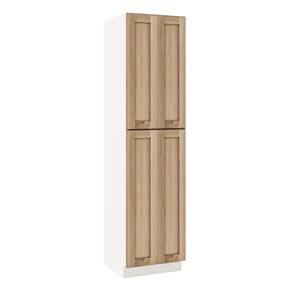 Natural white oak shaker pantry cabinet 18"–84" RTA kitchen cabinet – open view