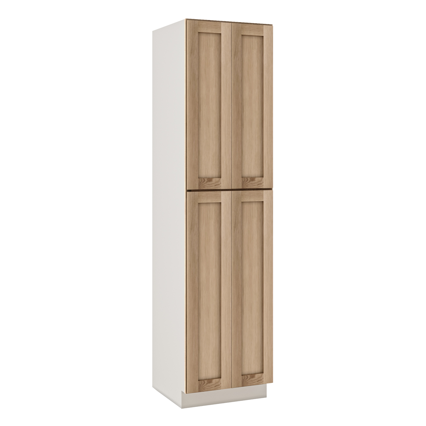 Natural white oak shaker pantry cabinet 18"–96" RTA kitchen cabinet – open view