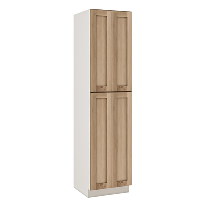 Natural white oak shaker pantry cabinet 18"–96" RTA kitchen cabinet – open view