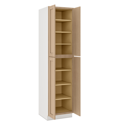 Natural white oak shaker pantry cabinet 18"–96" RTA kitchen cabinet – installed kitchen view