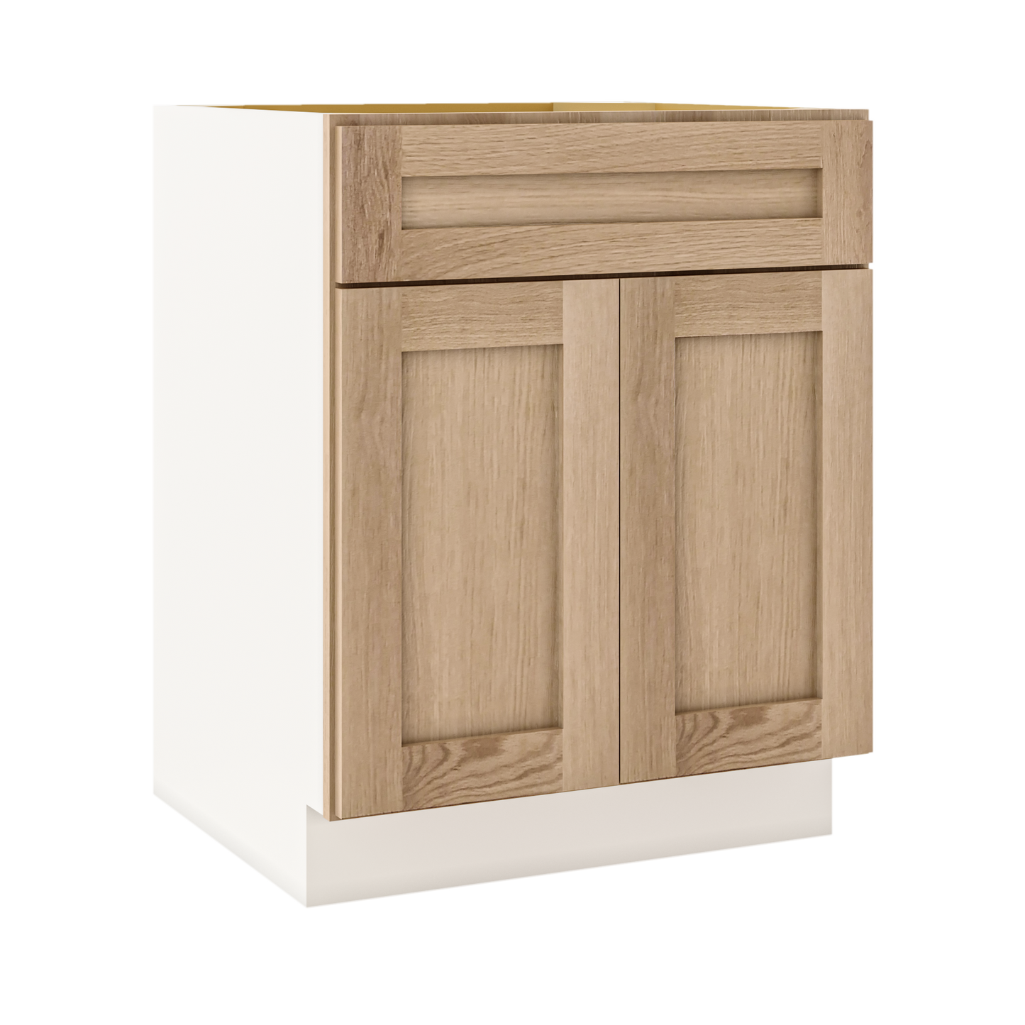 White Oak Slim Shaker 1-1/4" Overlay Base Cabinet - Two Doors 24", 27", 30", 33 & 36" Wide