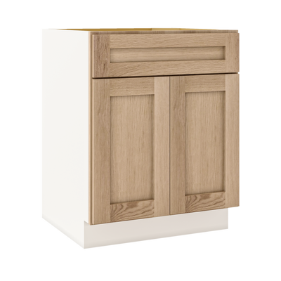 Natural Color 17ROS - Redondo White Oak Shaker 1-1/4" Overlay Base Cabinet - Two Doors 24", 27", 30", 33 & 36" Wide