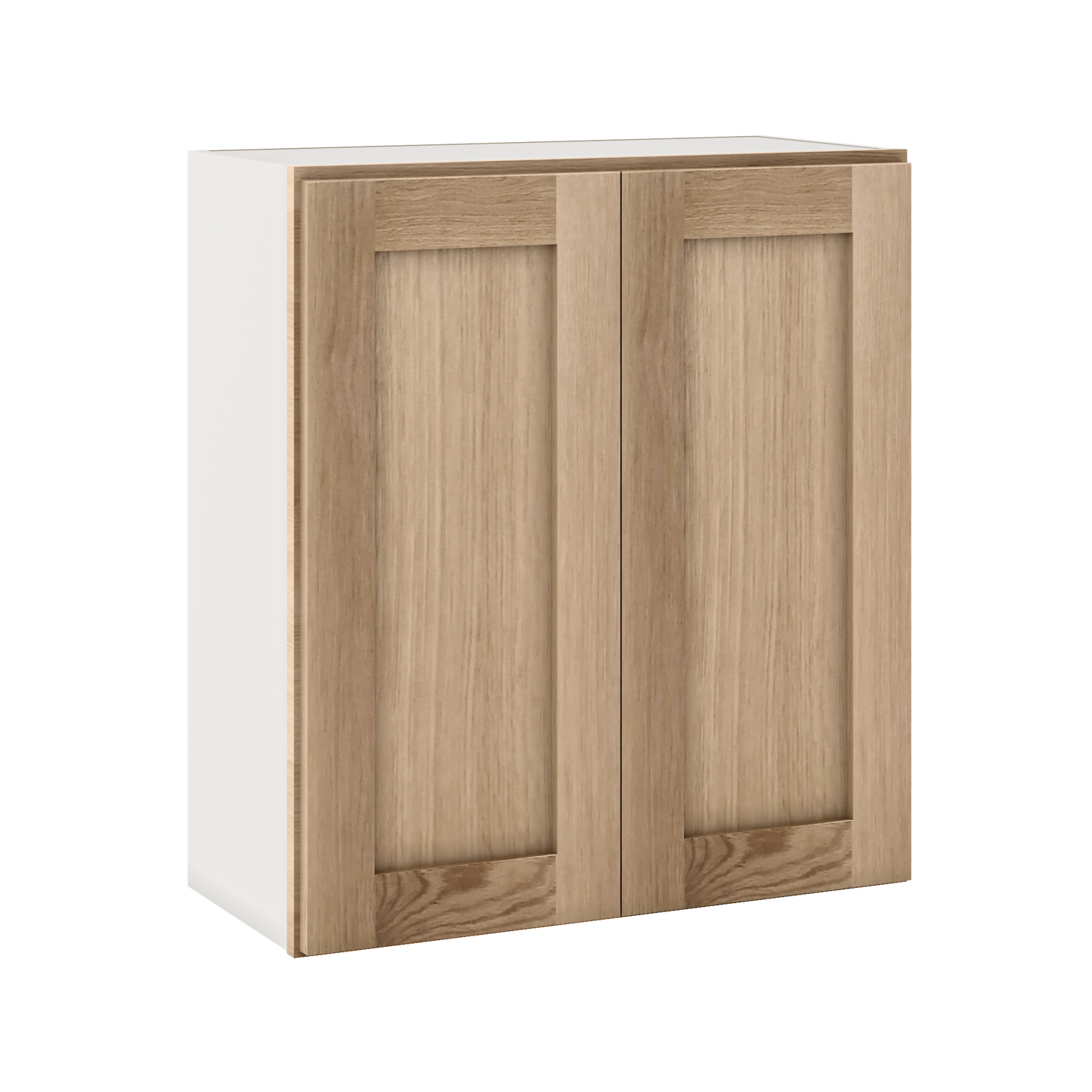 Natural white oak shaker wall cabinet 24"–36" RTA kitchen cabinet – installed kitchen view