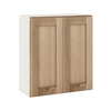 30" Tall Natural Color White Oak Shaker Shaker 1-1/4" Overlay Wall Cabinet - Double Door 24", 27", 30", 33" & 36"