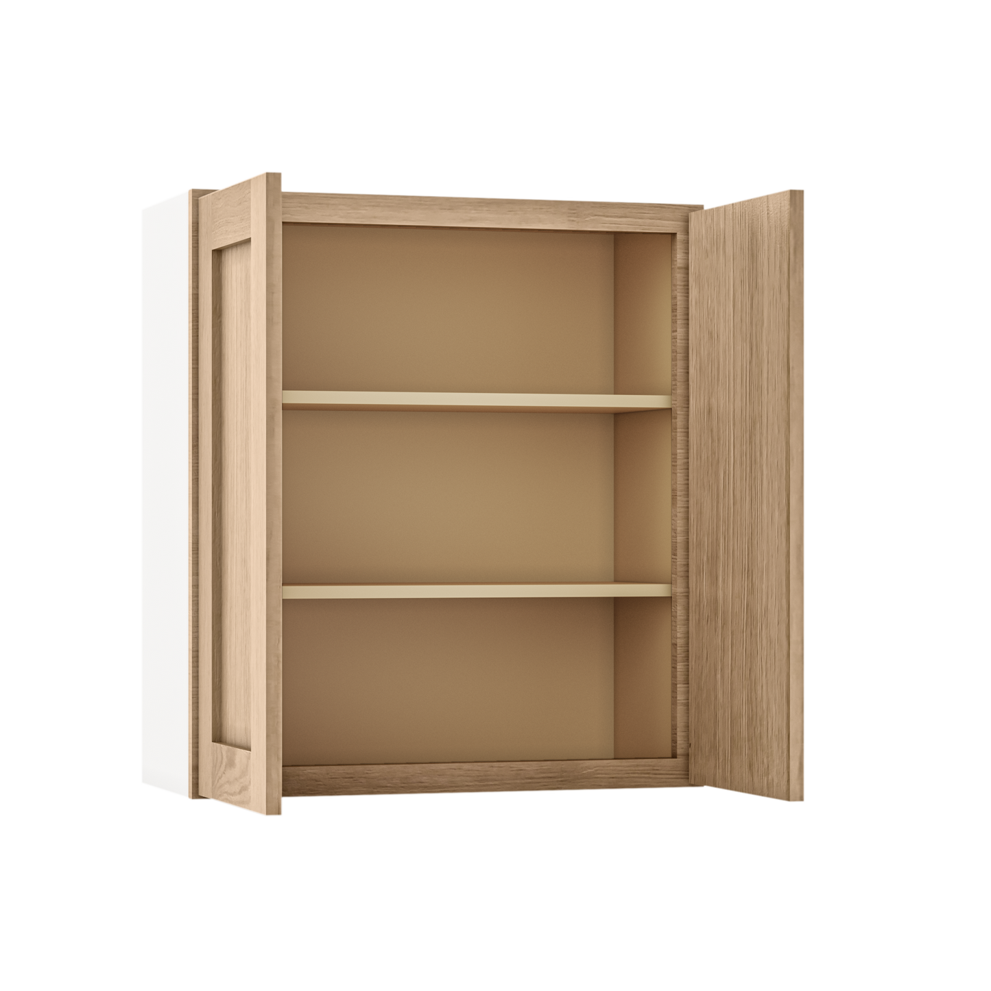 Natural white oak shaker wall cabinet 24"–36" RTA kitchen cabinet – dimension diagram