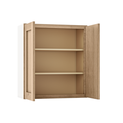 Natural white oak shaker wall cabinet 24"–36" RTA kitchen cabinet – dimension diagram