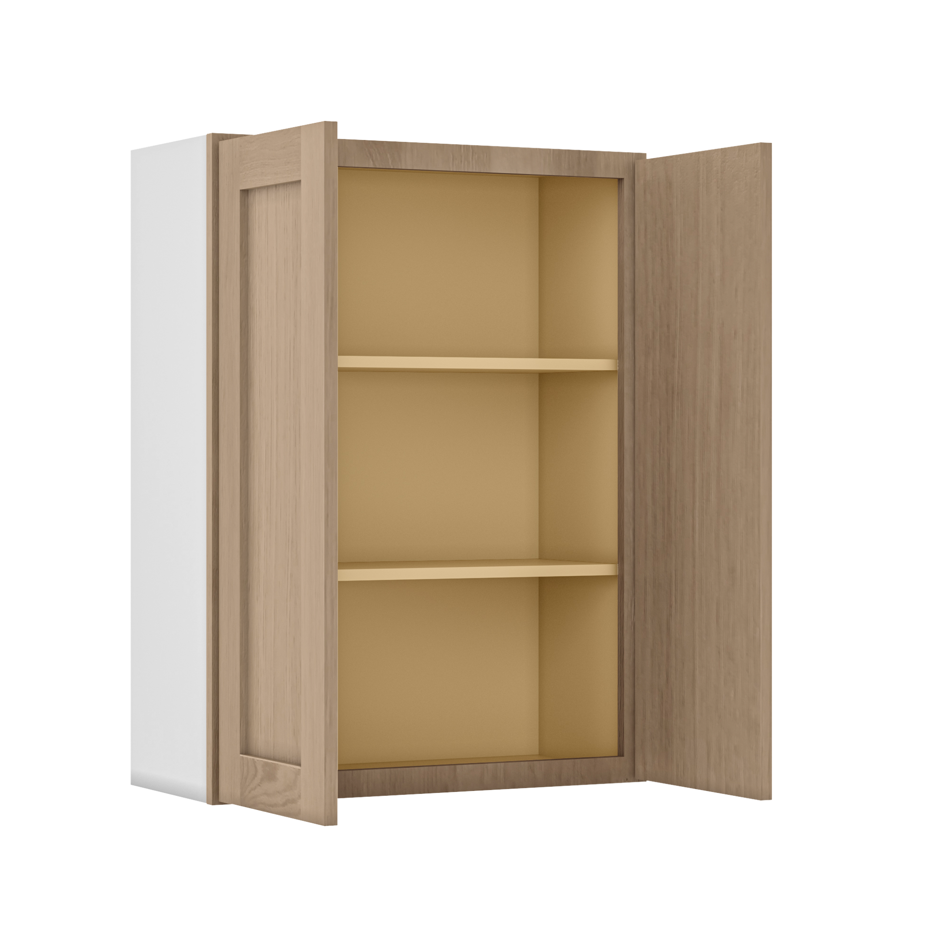 Natural white oak shaker wall cabinet 24"–36" RTA kitchen cabinet – dimension diagram