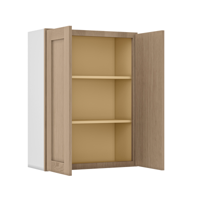 Natural white oak shaker wall cabinet 24"–36" RTA kitchen cabinet – dimension diagram