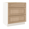 Natural Color White Oak Shaker 1-1/4" Overlay 3 Drawer Base Cabinet 12", 15", 18", 21", 24", 30", 33" & 36" Wide