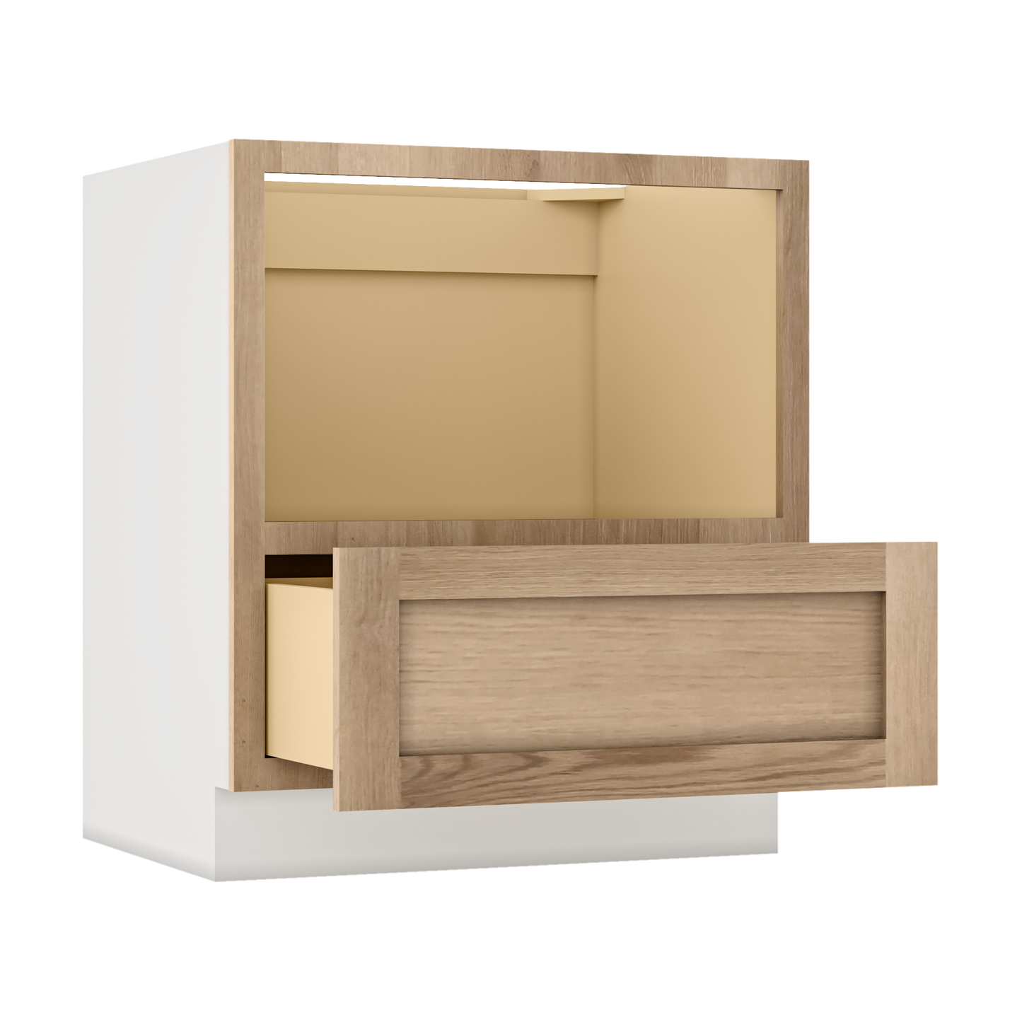 27" & 30" Wide Microwave Base Cabinet Overlay Natural 17ROS - Redondo White Oak Shaker