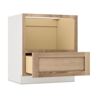 Natural Color White Oak Shaker Microwave Base Cabinet - 27"