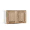 30" Wide Bridge Natural Color White Oak Shaker 1-1/4" Overlay Wall Cabinet - Double Door 12", 15", 18", 21" & 24" Tall