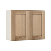 30" Wide Bridge Natural Color White Oak Shaker 1-1/4" Overlay Wall Cabinet - Double Door 12", 15", 18", 21" & 24" Tall