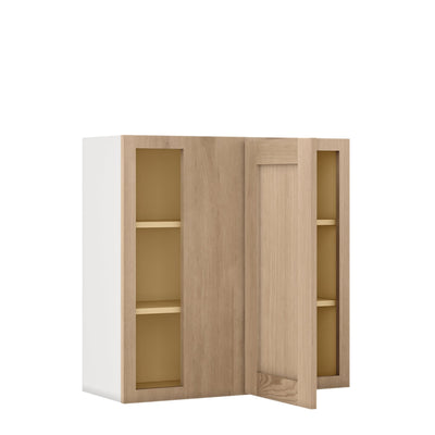 Blind Corner Natural Color 17ROS - Redondo White Oak Shaker 1-1/4" Overlay Wall Cabinet (left or right) 27" Wide by 30", 36" or 42" Tall