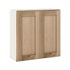 30" Tall Natural Color White Oak Shaker Shaker 1-1/4" Overlay Wall Cabinet - Double Door 24", 27", 30", 33" & 36"