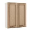 36" Tall Natural Color White Oak Shaker 1-1/4" Overlay Wall Cabinet - Double Door 24", 27", 30", 33" & 36" Wide