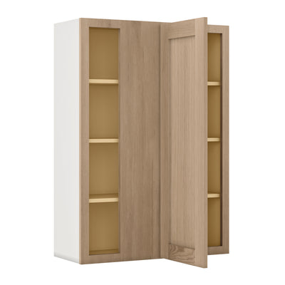 Blind Corner Natural Color White Oak Shaker 1-1/4" Overlay Wall Cabinet (left or right) 27" Wide by 30", 36" or 42" Tall