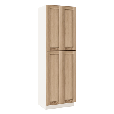 84" Tall Pantry Natural Color White Oak Shaker 1-1/4" Overlay Cabinet Available 18", 24", 30" & 36" Wide