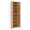 84" Tall Pantry Natural Color White Oak Shaker 1-1/4" Overlay Cabinet Available 18", 24", 30" & 36" Wide