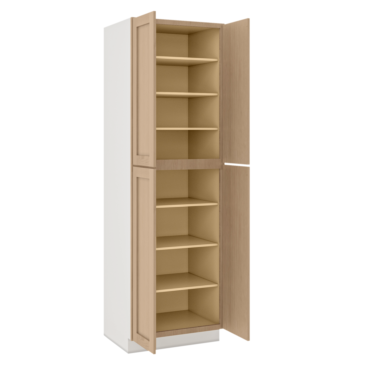 Natural white oak shaker pantry cabinet 18"–96" RTA kitchen cabinet – view 7