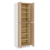 96" Tall Pantry Natural Color White Oak Shaker 1-1/4" Overlay Cabinet 18", 24" & 30" Wide
