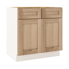 Natural Color White Oak Shaker 1-1/4" Overlay Base Cabinet - Two Doors 24", 27", 30", 33 & 36" Wide