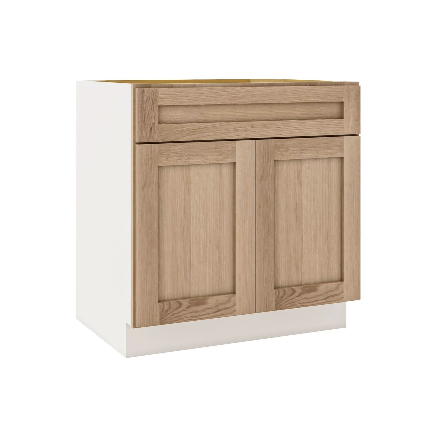 Sink Base 30", 33", 36" and 42"Natural Color 17ROS - Redondo White Oak Shaker 1-1/4" Overlay