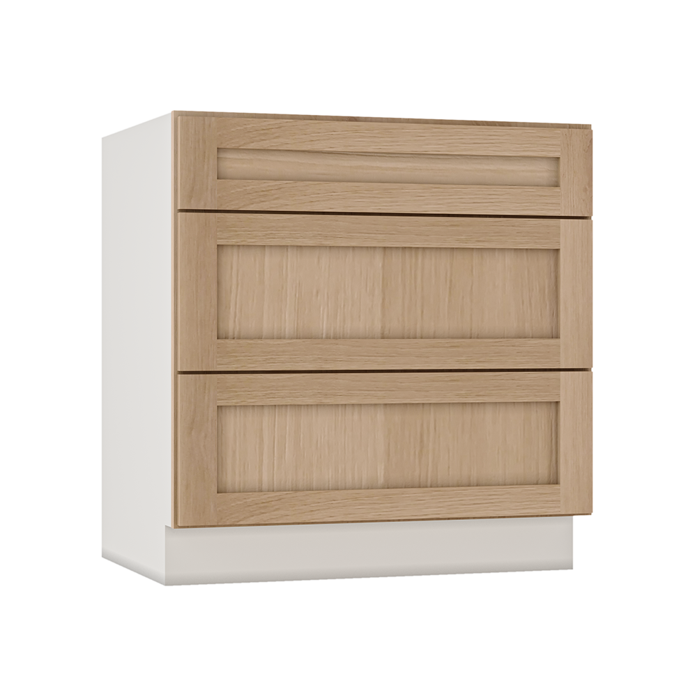 Natural white oak shaker 3-drawer base 12"–36" RTA kitchen cabinet – view 15