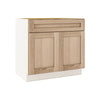 Natural Color White Oak Shaker 1-1/4" Overlay Sink Base 30", 33", 36" and 42"