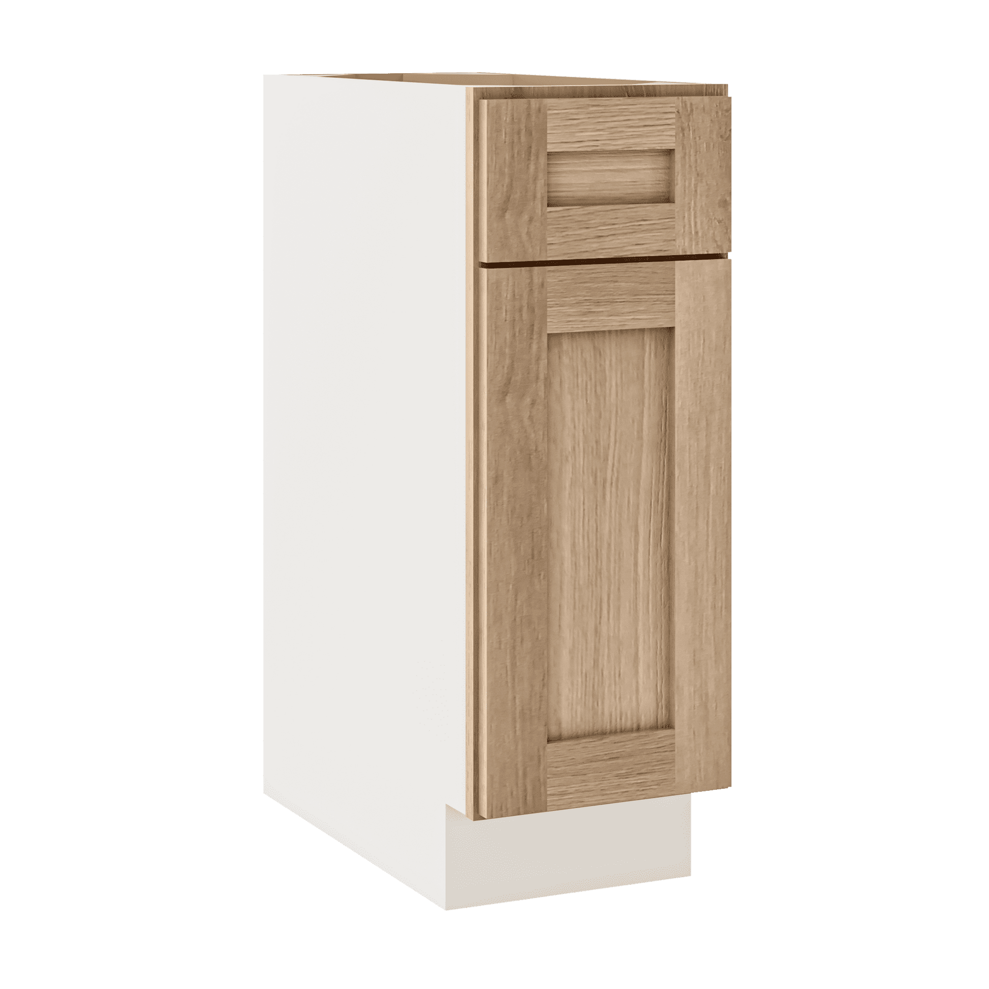 Natural white oak shaker 1-drawer 1-door base 12"–21" RTA kitchen cabinet