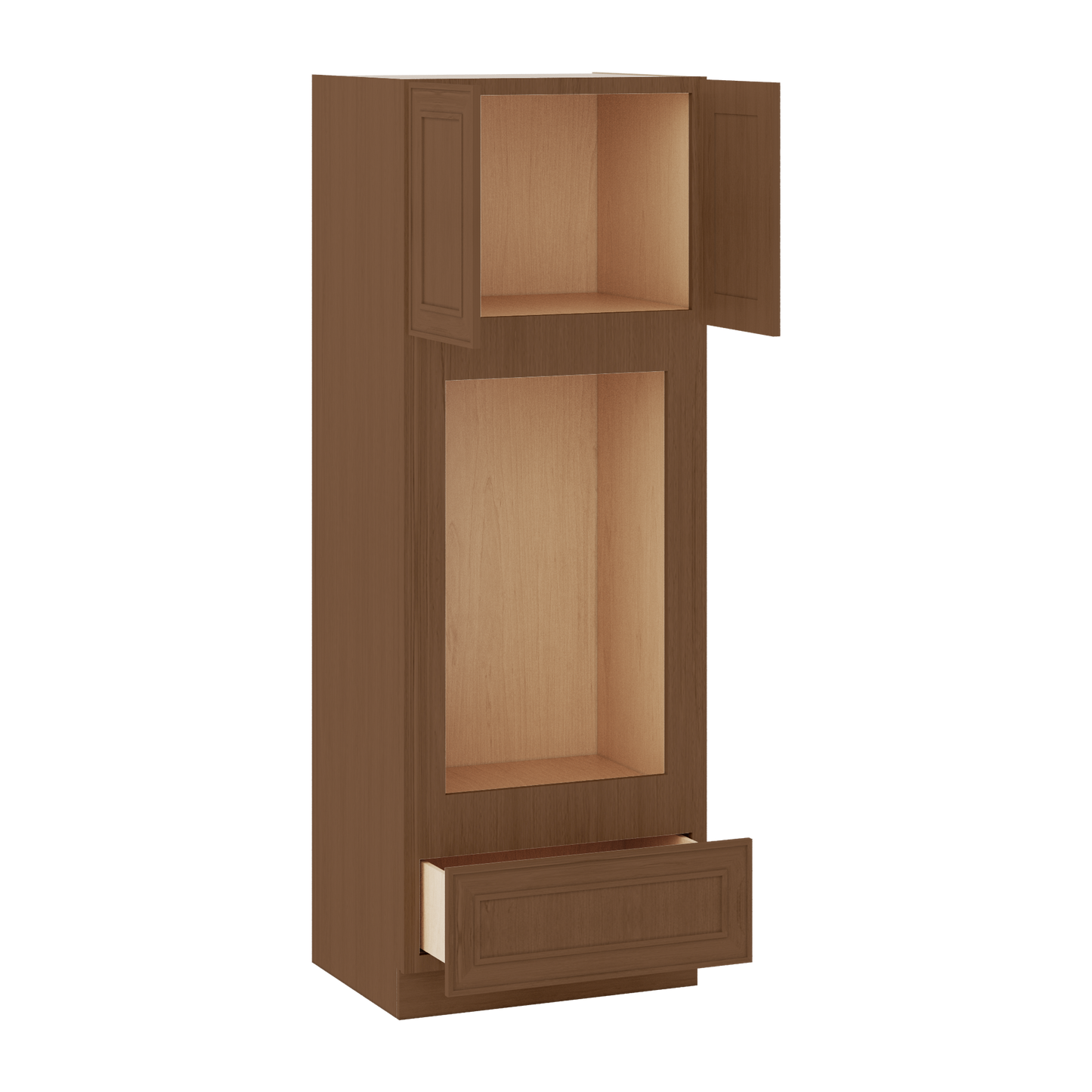 84" Tall Pantry 18", 24", 30" & 36" Wide Elegant Craftsman Mocha Shaker 1-1/4" Overlay Cabinet