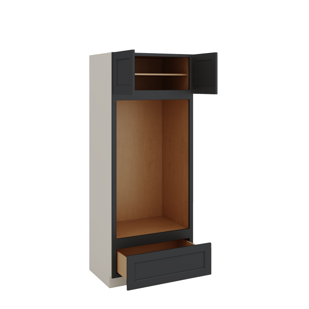 Wall Oven 15HNS Hermosa Noir Black Shaker 1-1/4" Overlay Cabinet 33" Wide