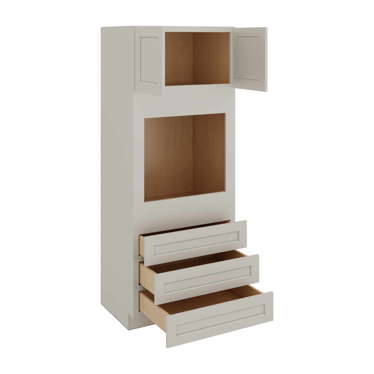 Wall Oven White Double Shaker 1-1/4" Overlay Cabinet 30" & 33" Wide