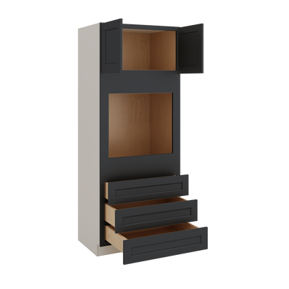 Wall Oven 15HNS Hermosa Noir Black Shaker 1-1/4" Overlay Cabinet 33" Wide