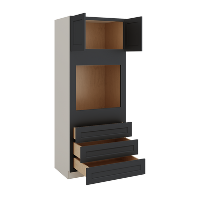 Wall Oven 15HNS Hermosa Noir Black Shaker 1-1/4" Overlay Cabinet 33" Wide