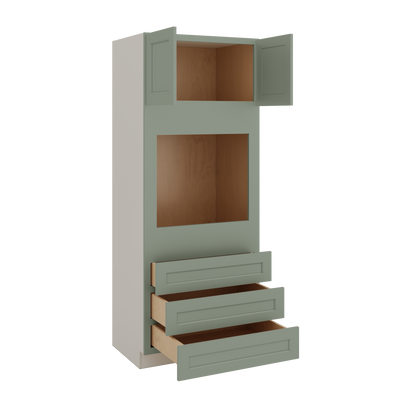 Wall Oven Green Shaker 1-1/4" Overlay Cabinet 33" Wide