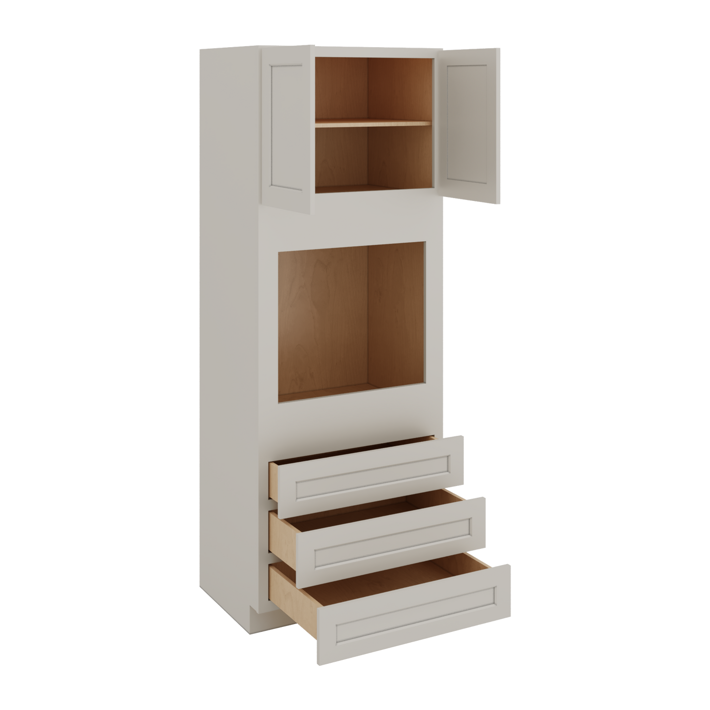Wall Oven White Double Shaker 1-1/4" Overlay Cabinet 30" & 33" Wide