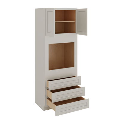Wall Oven White Double Shaker 1-1/4" Overlay Cabinet 30" & 33" Wide