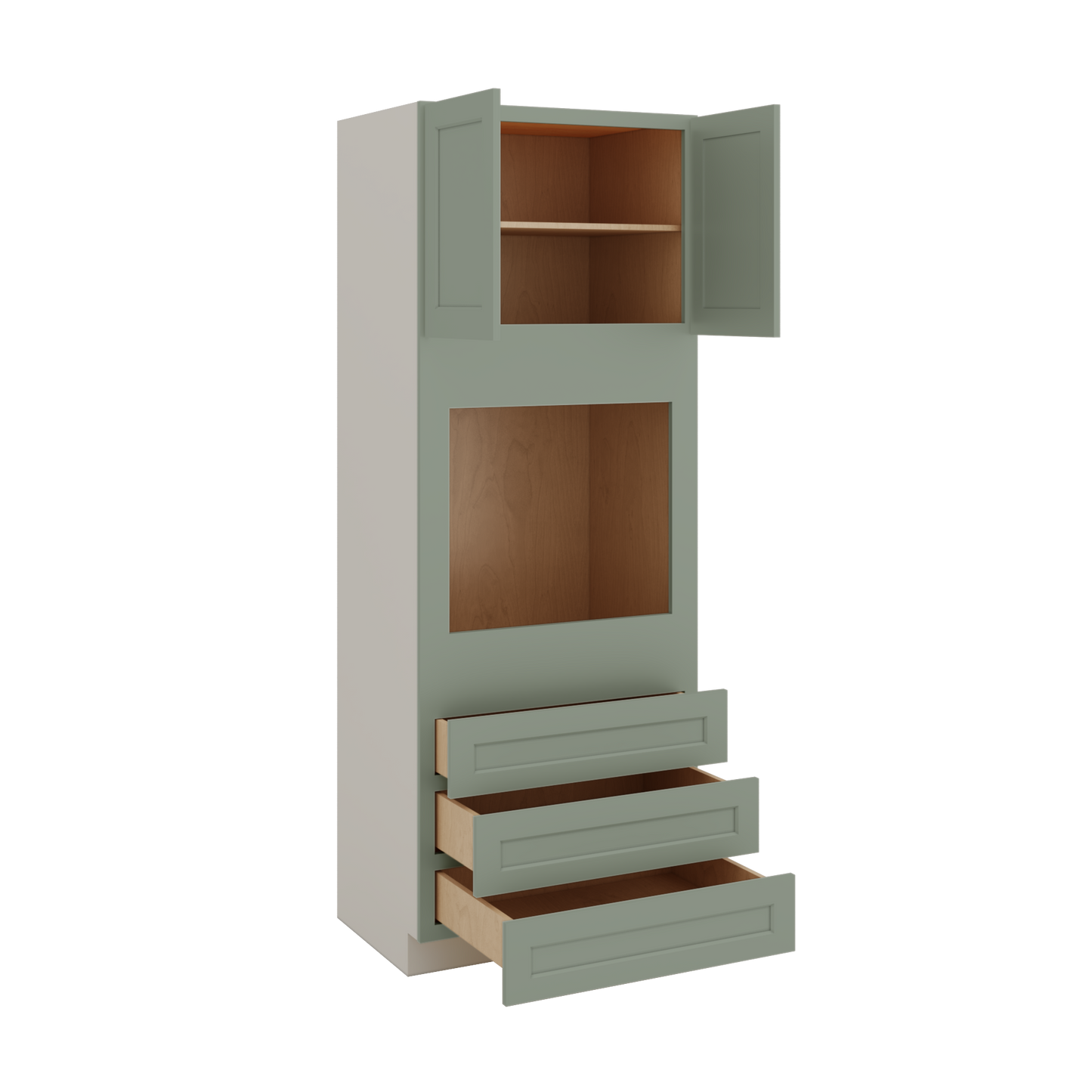 Wall Oven Green Shaker 1-1/4" Overlay Cabinet 33" Wide
