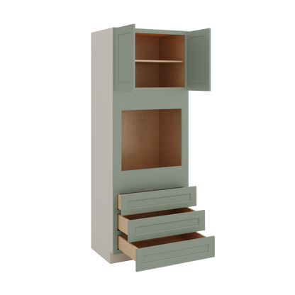 Wall Oven Green Shaker 1-1/4" Overlay Cabinet 33" Wide