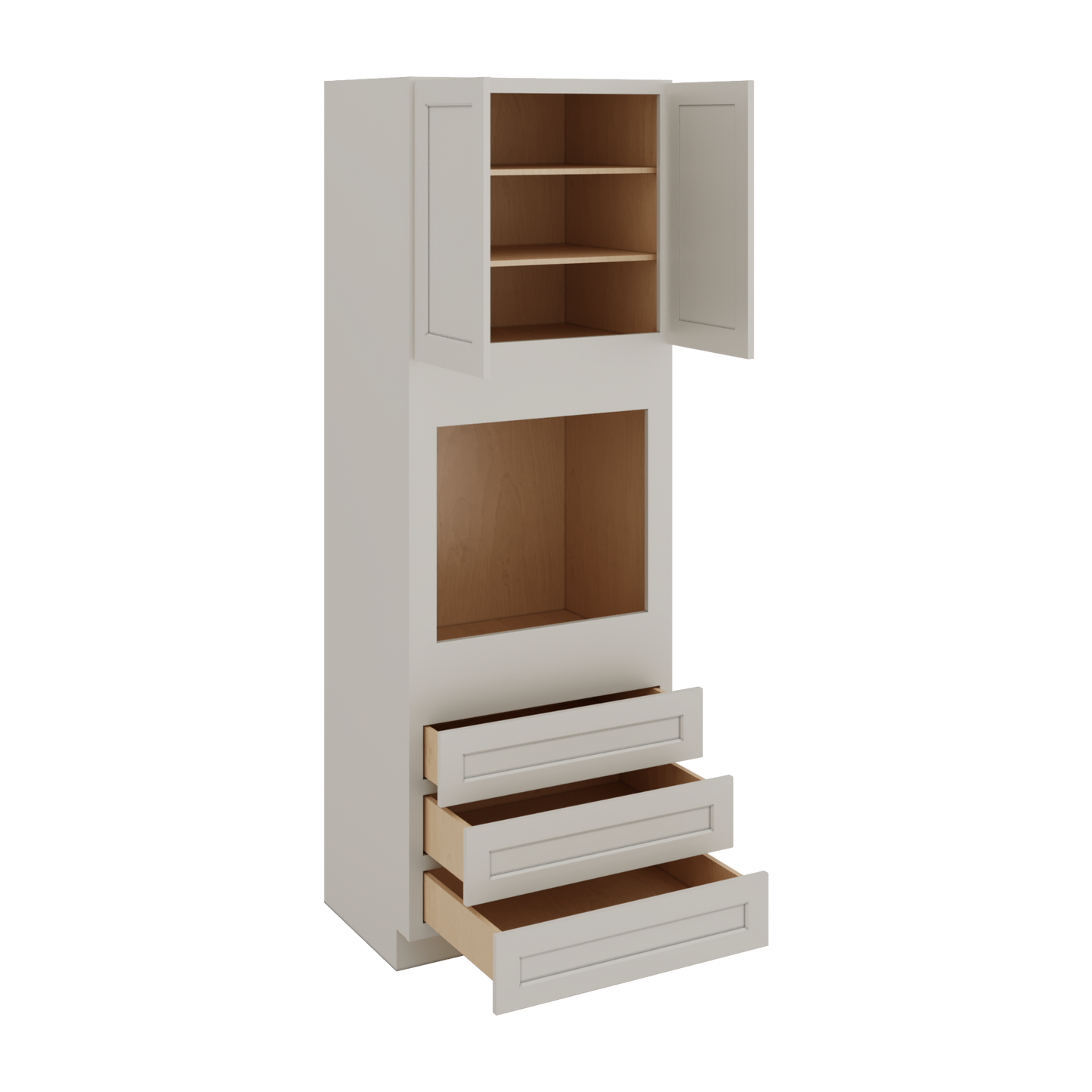 Wall Oven White Double Shaker 1-1/4" Overlay Cabinet 30" & 33" Wide