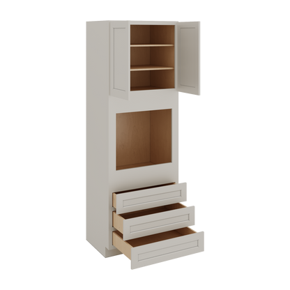 Wall Oven White Double Shaker 1-1/4" Overlay Cabinet 30" & 33" Wide