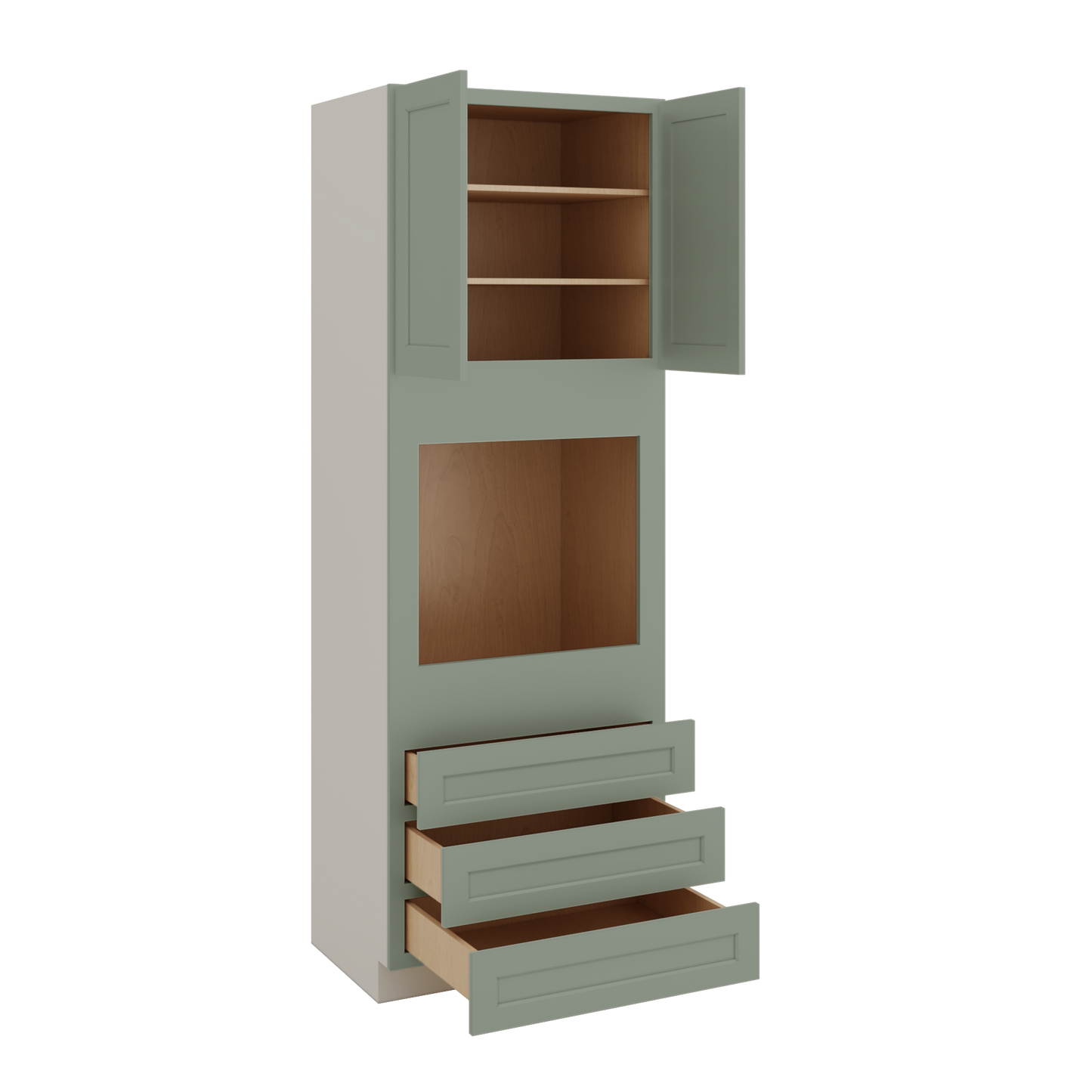 Wall Oven Green Shaker 1-1/4" Overlay Cabinet 33" Wide