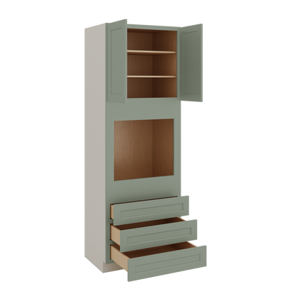 Wall Oven Green Shaker 1-1/4" Overlay Cabinet 33" Wide