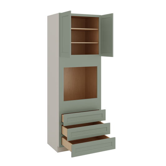 Wall Oven Green Shaker 1-1/4" Overlay Cabinet 30" & 33" Wide