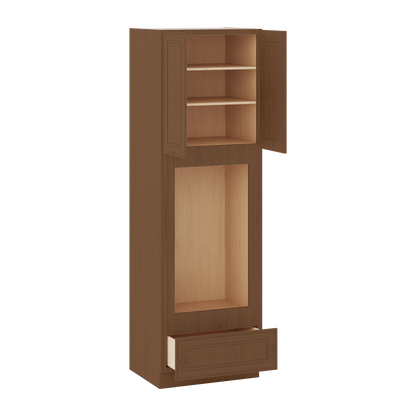 84" Tall Pantry 18", 24", 30" & 36" Wide Elegant Craftsman Mocha Shaker 1-1/4" Overlay Cabinet