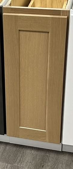 Natural white oak shaker skin panel RTA kitchen cabinet – angle view