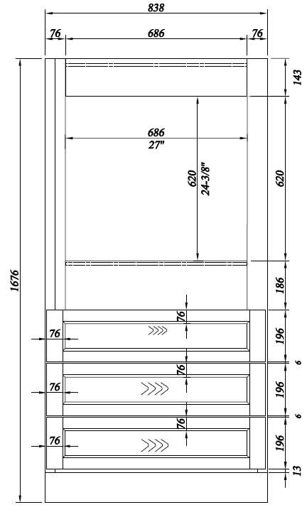 Wall Oven White Double Shaker 1-1/4" Overlay Cabinet 30" & 33" Wide