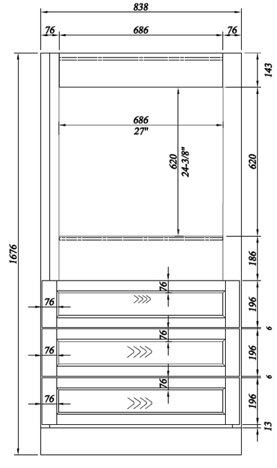 Wall Oven 27LGDS Laguna Gray Double Shaker Cabinet 33" Wide