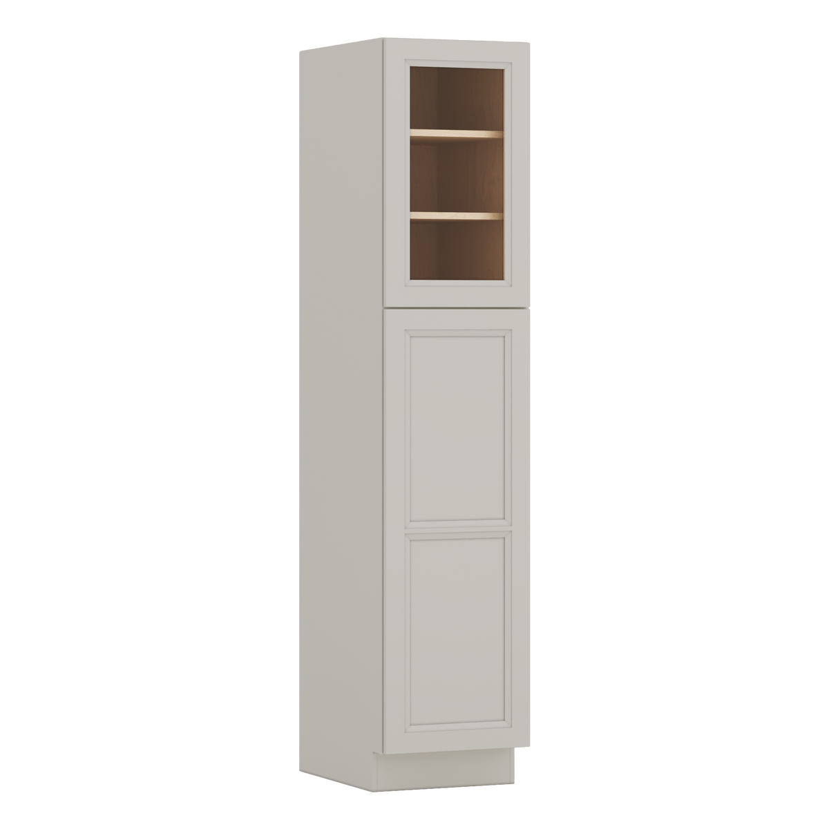 84" Tall Pantry 27LGDS Laguna Gray Double Shaker Glass Ready Cabinet Available 18", 24", 30"  & 36" Wide